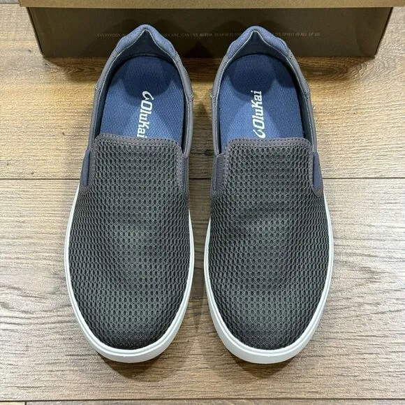 OluKai Lae Ahi Shoes Mens‎ 8 Breathable Slip On Pavement Grey NEW WITH BOX