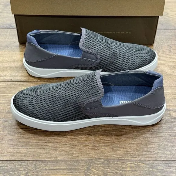 OluKai Lae Ahi Shoes Mens‎ 8 Breathable Slip On Pavement Grey NEW WITH BOX