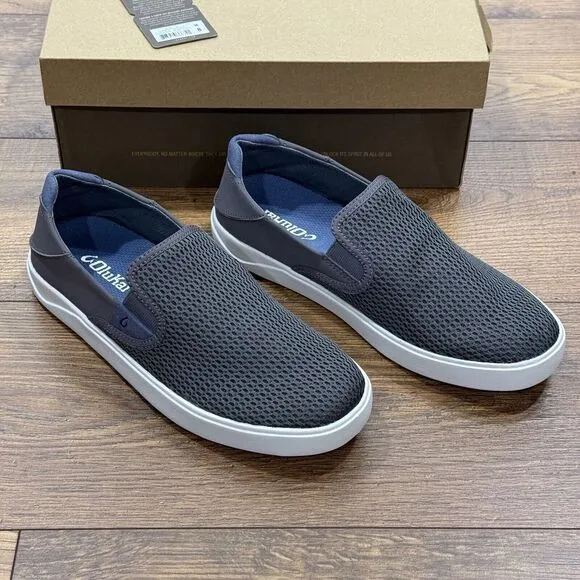 OluKai Lae Ahi Shoes Mens‎ 8 Breathable Slip On Pavement Grey NEW WITH BOX