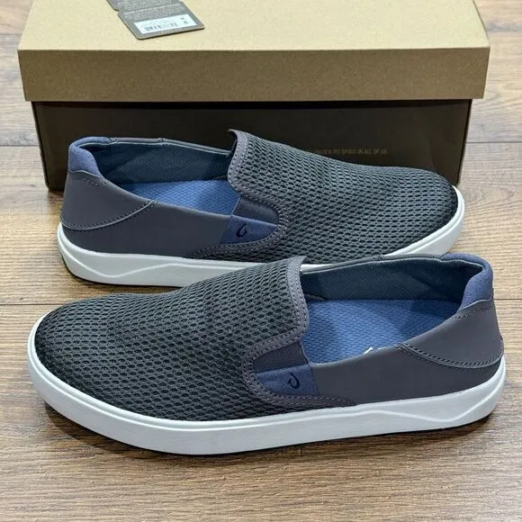 OluKai Lae Ahi Shoes Mens‎ 8 Breathable Slip On Pavement Grey NEW WITH BOX