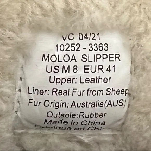 OluKai Mens Moloa Slipper US 8 Brown Leather Sherpa Slip On Shoes Fur Sheep