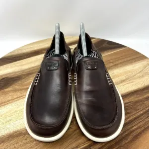 Olukai Men's 7 (EU 40) Kakaha Fox Dark Java Brown Leather Slip-on Loafer Shoes