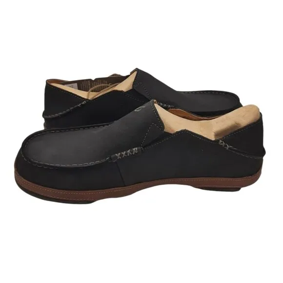 OluKai NEW Men's Moloa Slip On Shoes In Black/Toffee SZ 10.5