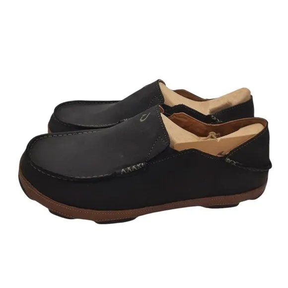 OluKai NEW Men's Moloa Slip On Shoes In Black/Toffee SZ 10.5