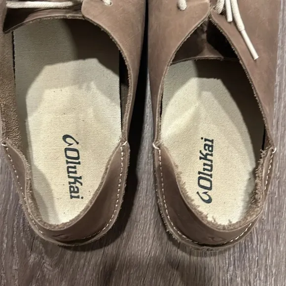 Olukai Ohana Lace Up Shoes Nubuck Tan Leather Men's Size 9