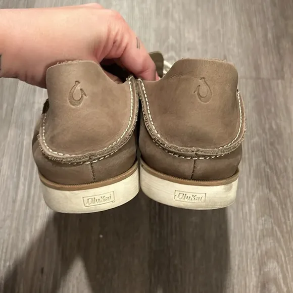 Olukai Ohana Lace Up Shoes Nubuck Tan Leather Men's Size 9