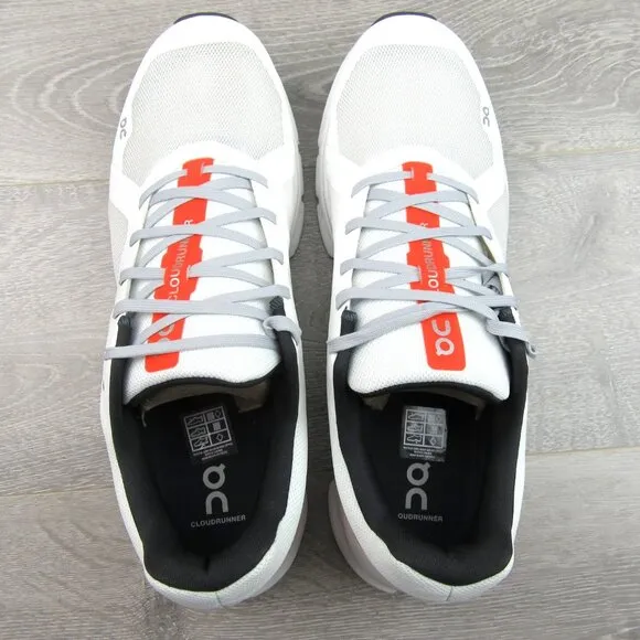 ON Cloudrunner Athletic Running Shoes Men's Size 12.5 White Flame NEW #46.98199