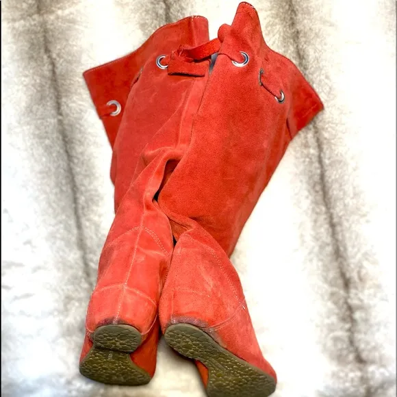 ONAKO Suede Red slouch Boots Italy