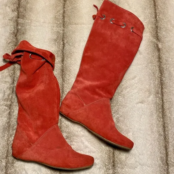 ONAKO Suede Red slouch Boots Italy