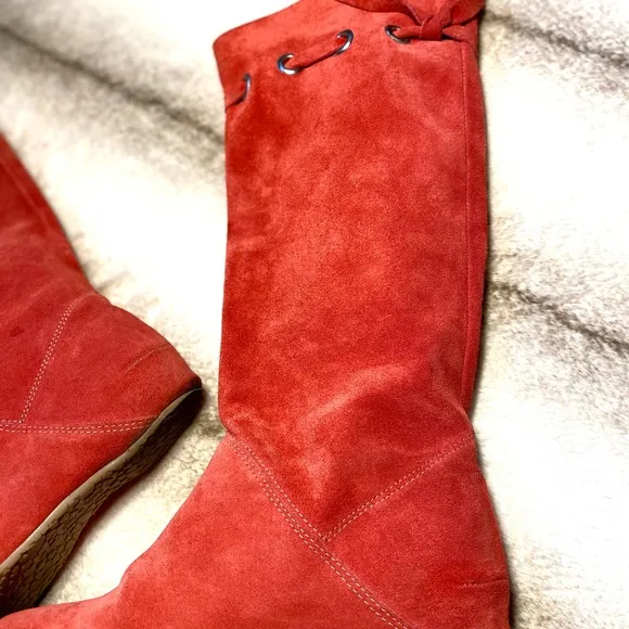 ONAKO Suede Red slouch Boots Italy