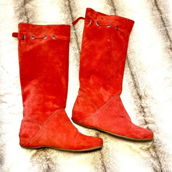 ONAKO Suede Red slouch Boots Italy