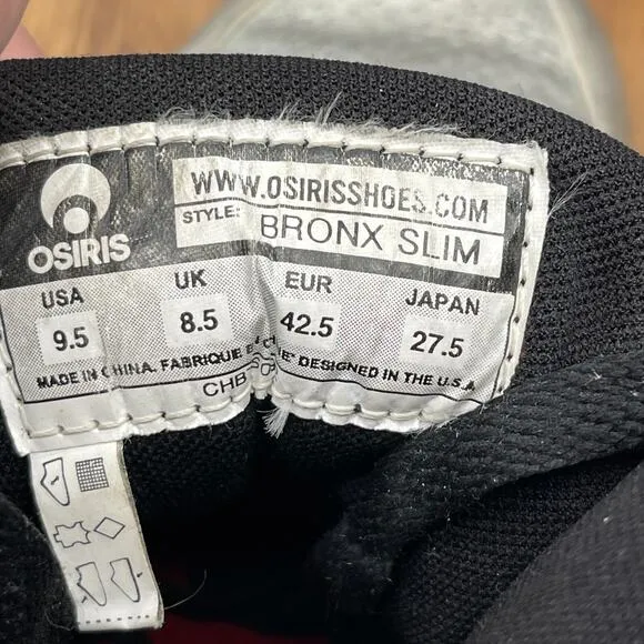 Osiris Bronx Slim Skateboarding Shoes Mens Size 9.5 Chrome Rare Vintage Skate