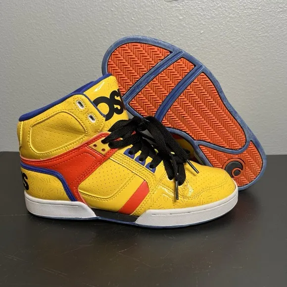 Osiris NYC 83 Women's Size 8 Yellow Orange Blue High-Top Skate Shoes Y2K Grunge
