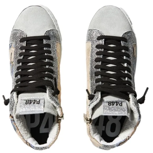 P448 High-Tops with Textured Gray and Blue Design