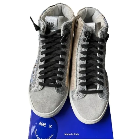 P448 High-Tops with Textured Gray and Blue Design