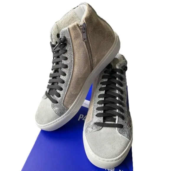 P448 High-Tops with Textured Gray and Blue Design