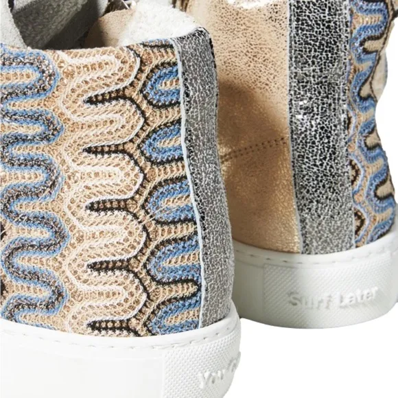 P448 High-Tops with Textured Gray and Blue Design