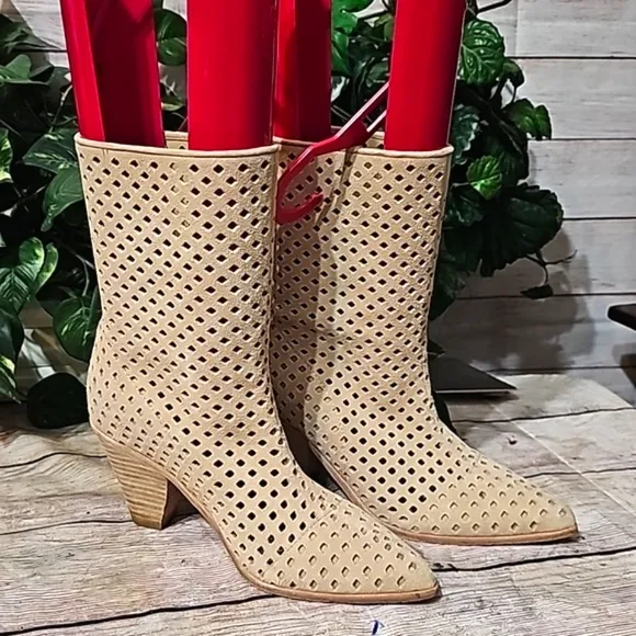Paige Laila Suede Lase Cut Boots 6.5