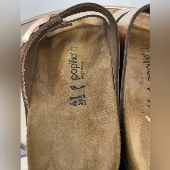 Papillio Birkenstock Arizona Metallic Copper Platform Sandals Sz 41 US 10