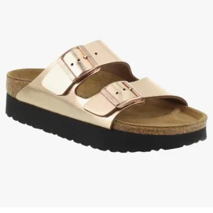 Papillio Birkenstock Arizona Metallic Copper Platform Sandals Sz 41 US 10