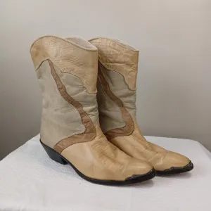 PATCHWORK ZODIAC VINTAGE BOOTS LEATHER SIZE 8 VERY GOOD CONDITION