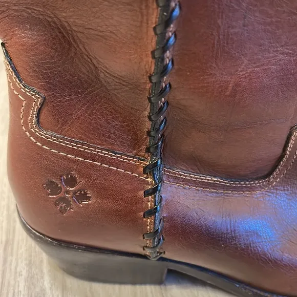 Patricia Nash Bergamo Leather Western Boot / Cognac Brown Cowboy Boots / Size 11