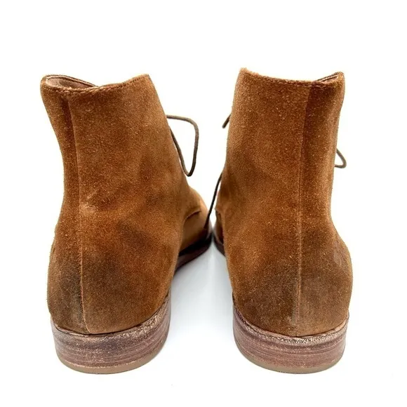 Patricia Nash Serano Lace Up Suede Ankle Boots Cognac Brown Size 9