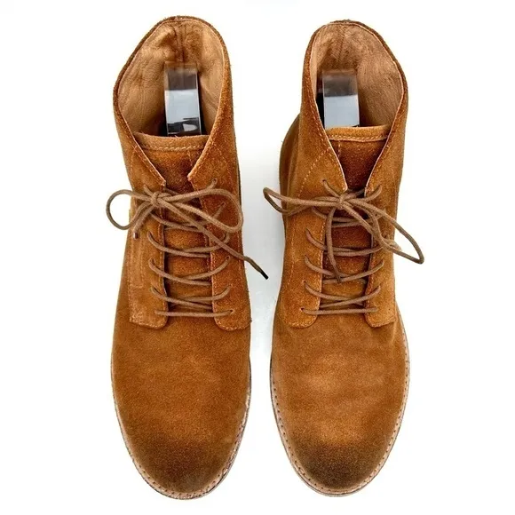 Patricia Nash Serano Lace Up Suede Ankle Boots Cognac Brown Size 9