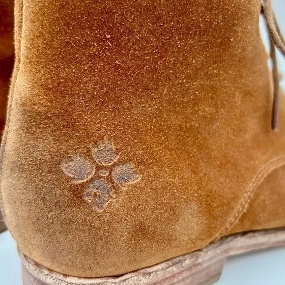 Patricia Nash Serano Lace Up Suede Ankle Boots Cognac Brown Size 9