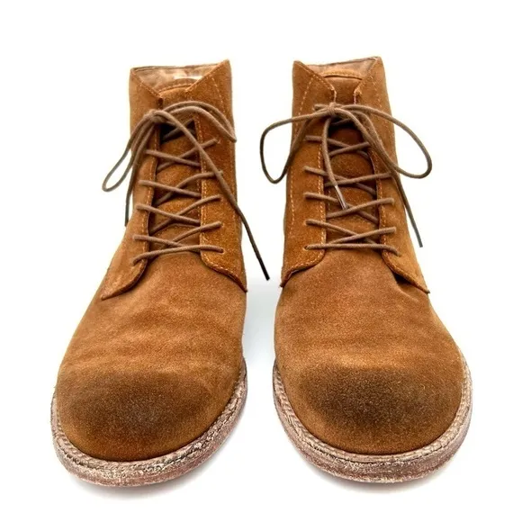 Patricia Nash Serano Lace Up Suede Ankle Boots Cognac Brown Size 9