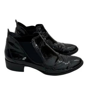Paul Green Black Patent Genuine Leather Ankle Tomboy Boots UK 7.5 US 10