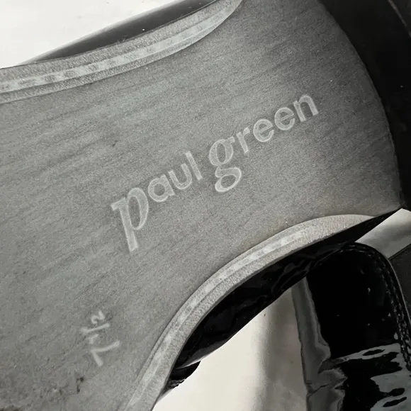 Paul Green Black Patent Genuine Leather Ankle Tomboy Boots UK 7.5 US 10