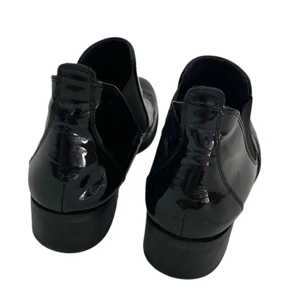 Paul Green Black Patent Genuine Leather Ankle Tomboy Boots UK 7.5 US 10