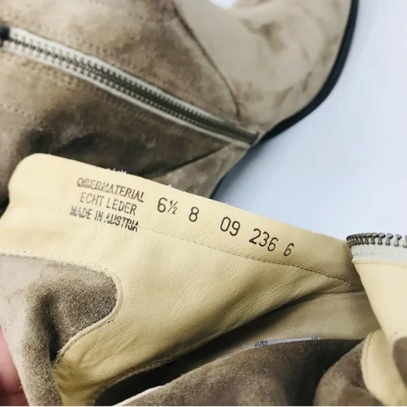 Paul Green Leather Suede Ankle Boots Beige Tan Size 9