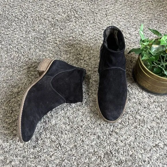 Paul Green Logan Boots Size US 6.5 UK 4 Black Suede Ankle Bootie Side Zip