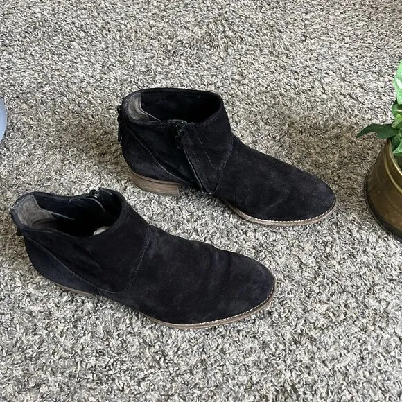 Paul Green Logan Boots Size US 6.5 UK 4 Black Suede Ankle Bootie Side Zip