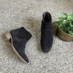 Paul Green Logan Boots Size US 6.5 UK 4 Black Suede Ankle Bootie Side Zip