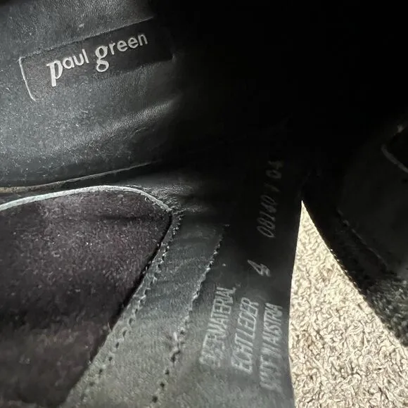 Paul Green Logan Boots Size US 6.5 UK 4 Black Suede Ankle Bootie Side Zip