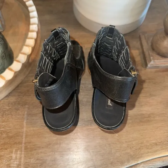 Paul Green MIRANDA Woven Leather Black Zip Up Heeled Peep Toe Sandals Heels 8