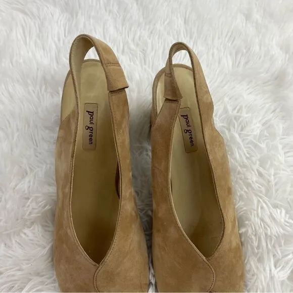 Paul Green Riviera Peep Toe Suede Slingback Heeled Sandal 5