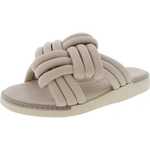 Paul Green Womens Beige Woven Faux Leather Slide Sandals New