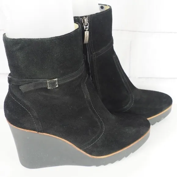 Paul Smith sz 41 black suede wedge ankle booties