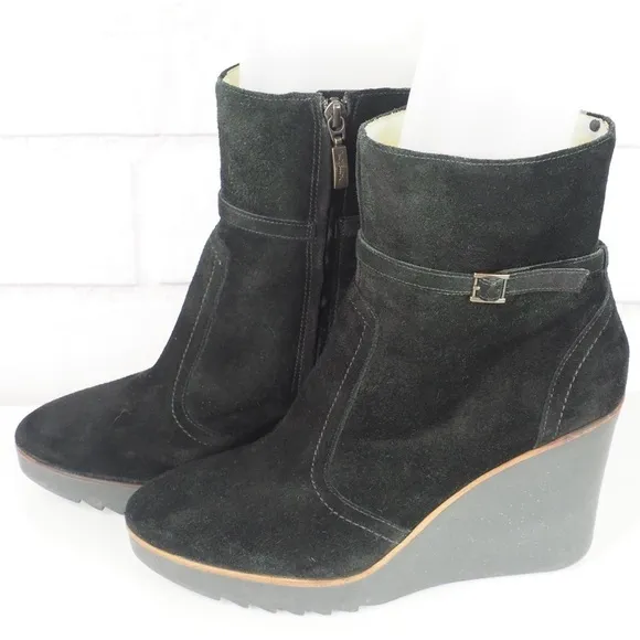 Paul Smith sz 41 black suede wedge ankle booties