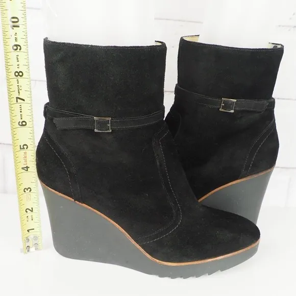 Paul Smith sz 41 black suede wedge ankle booties