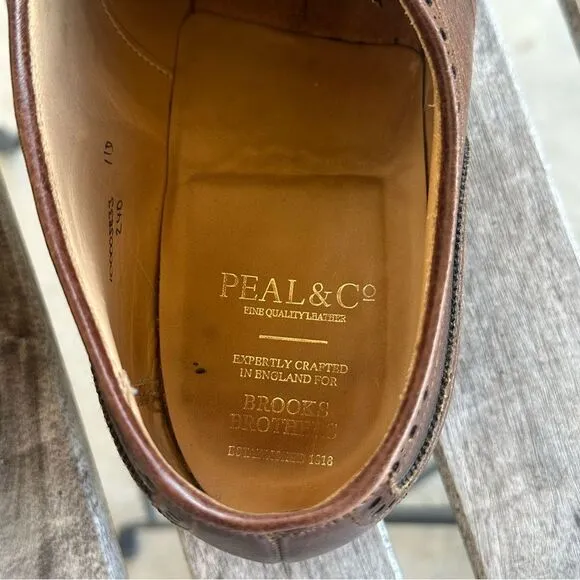 PEAL &amp; CO x CROCKETT &amp; JONES 11D BROWN SHELL CORDOVAN SHOES MARLOW WINGTIP