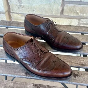 PEAL &amp; CO x CROCKETT &amp; JONES 11D BROWN SHELL CORDOVAN SHOES MARLOW WINGTIP