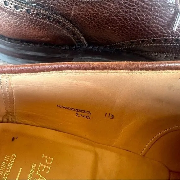 PEAL &amp; CO x CROCKETT &amp; JONES 11D BROWN SHELL CORDOVAN SHOES MARLOW WINGTIP