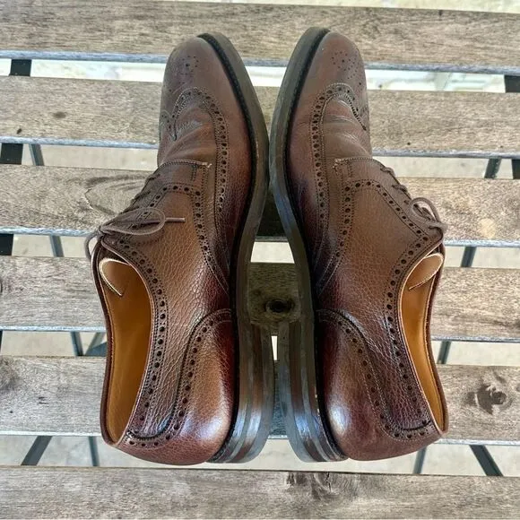 PEAL &amp; CO x CROCKETT &amp; JONES 11D BROWN SHELL CORDOVAN SHOES MARLOW WINGTIP