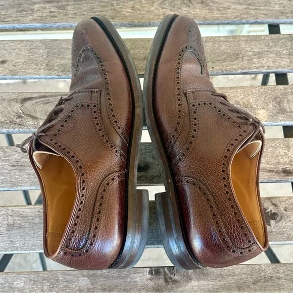 PEAL &amp; CO x CROCKETT &amp; JONES 11D BROWN SHELL CORDOVAN SHOES MARLOW WINGTIP