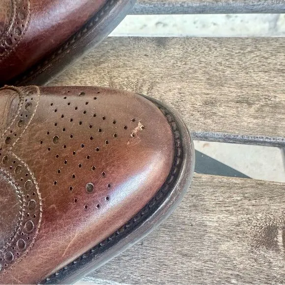 PEAL &amp; CO x CROCKETT &amp; JONES 11D BROWN SHELL CORDOVAN SHOES MARLOW WINGTIP
